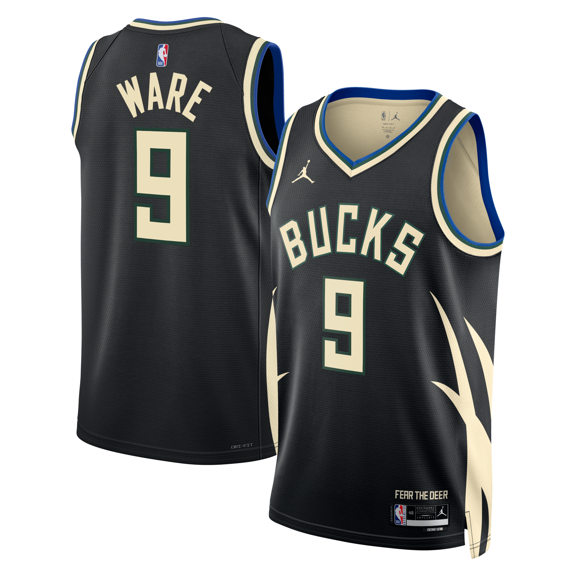 Milwaukee Bucks Jordan Brand Statement Edition Swingman Jersey - Hunter Green - Kel'el Ware