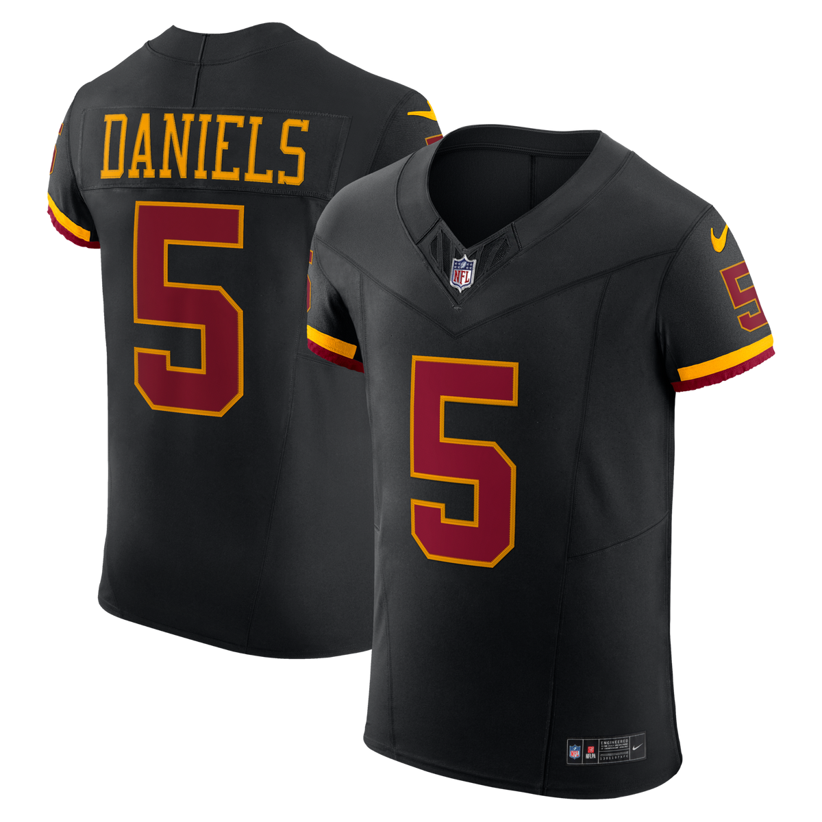 Washington Commanders Jayden Daniels Nike Black Alternate Vapor F.U.S.E. Elite Jersey