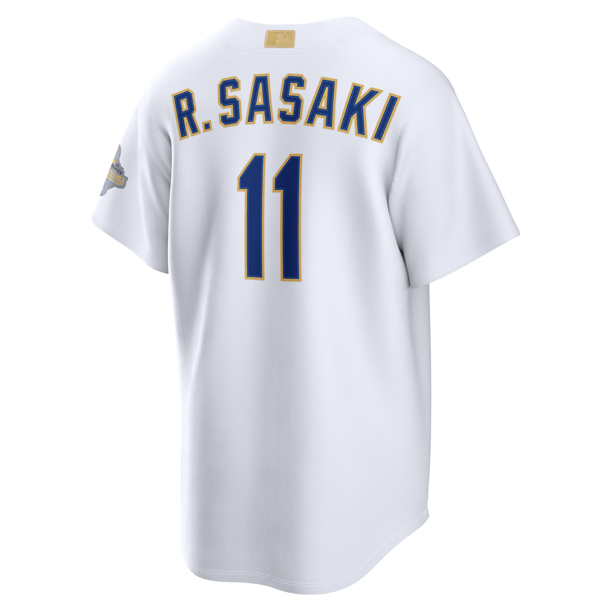 Los Angeles Dodgers Roki Sasaki Nike White 2026 Gold Collection Stadium Jersey