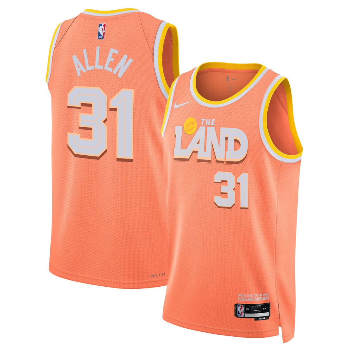 Cleveland Cavaliers Nike 2025/26 City Edition Swingman Jersey - Orange - Jarrett Allen