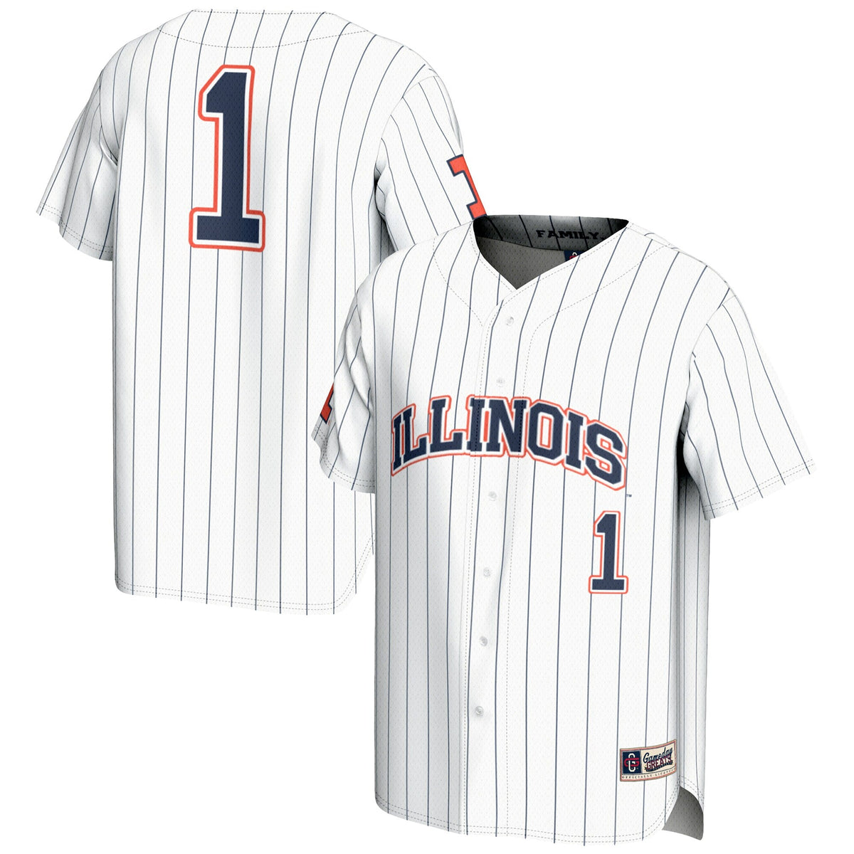 GameDay Greats #1 White Illinois Fighting Illini Lightweight Baseball Jersey