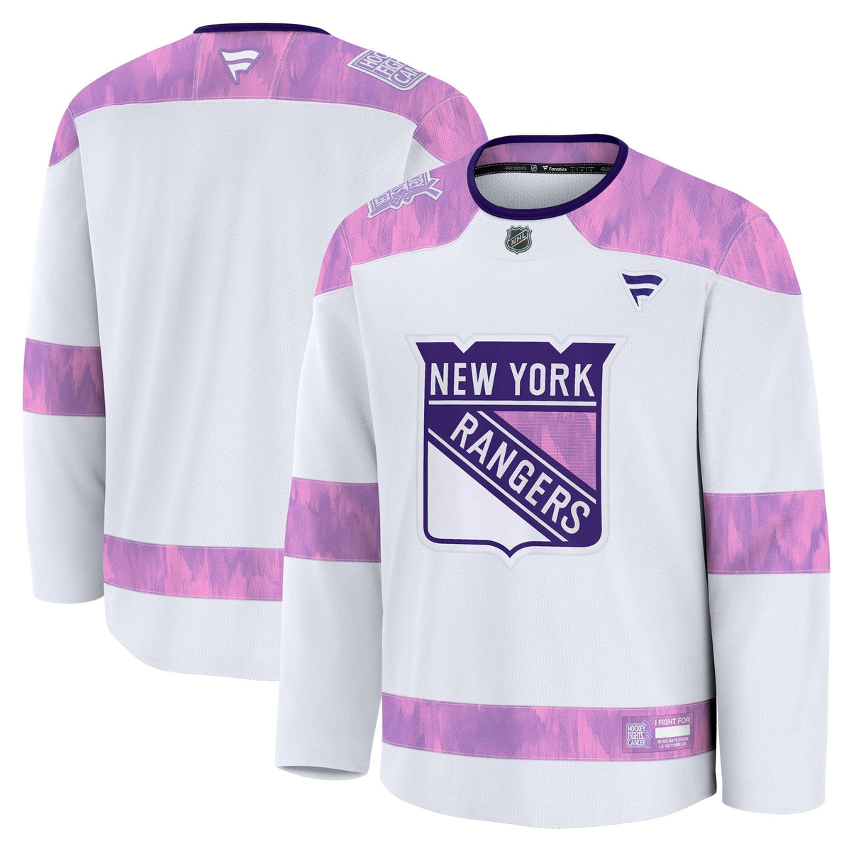 New York Rangers Fanatics White 2024 Hockey Fights Cancer Practice Jersey