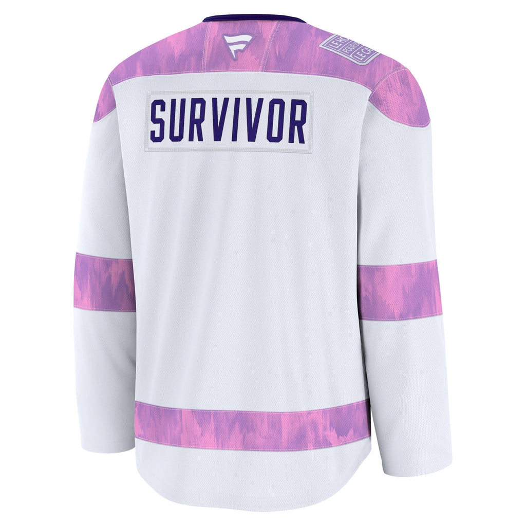 Utah Mammoth Fanatics White Hockey Fights Cancer Survivor Practice Jersey