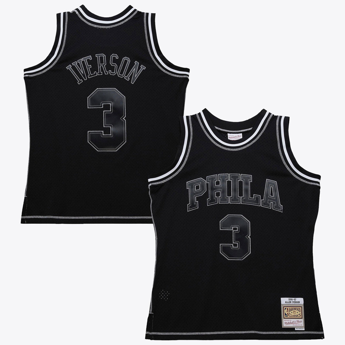 Philadelphia 76ers Mitchell & Ness Allen Iverson 1996 Contrast 2K Swingman Jersey - Black