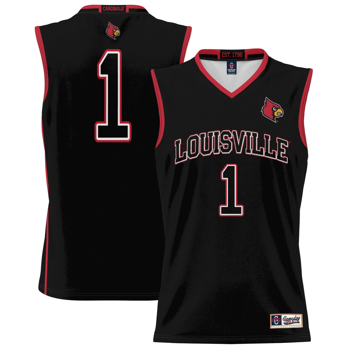GameDay Greats #1 Black Louisville Cardinals Lightweight Basketball Jersey