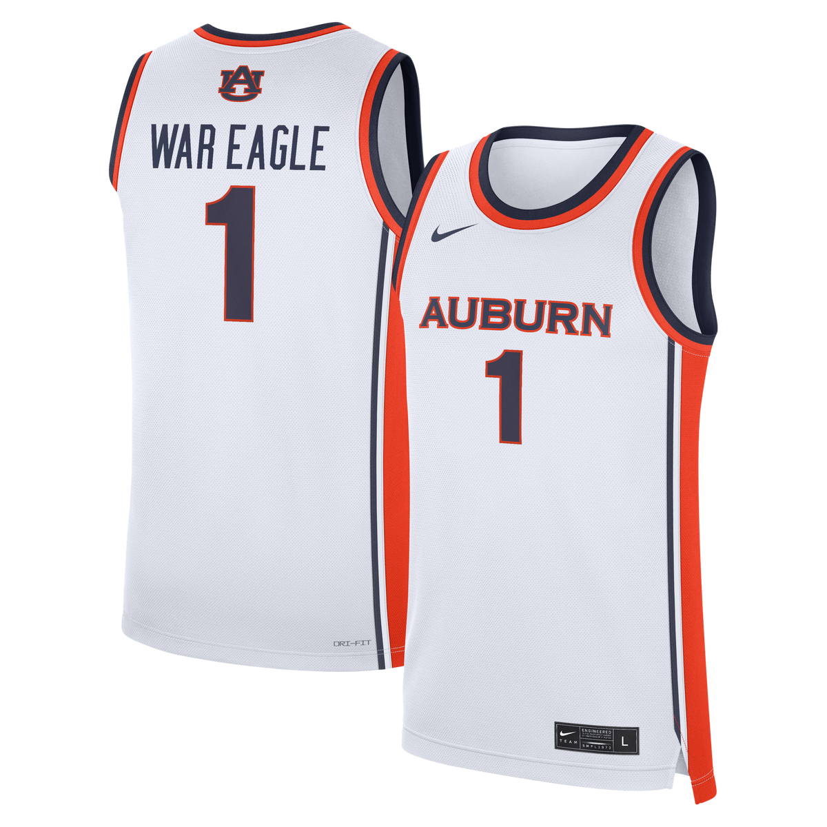 Nike White Auburn Tigers #1 Home War Eagle Replica Basketball Jersey