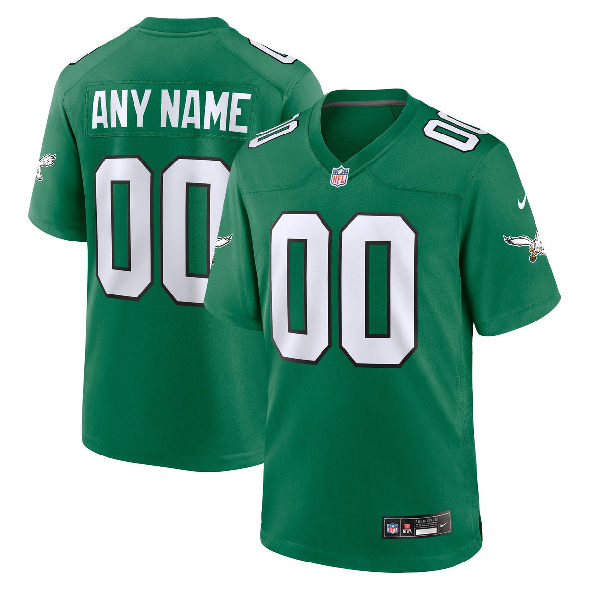 Philadelphia Eagles Nike Kelly Green Alternate Custom Game Jersey