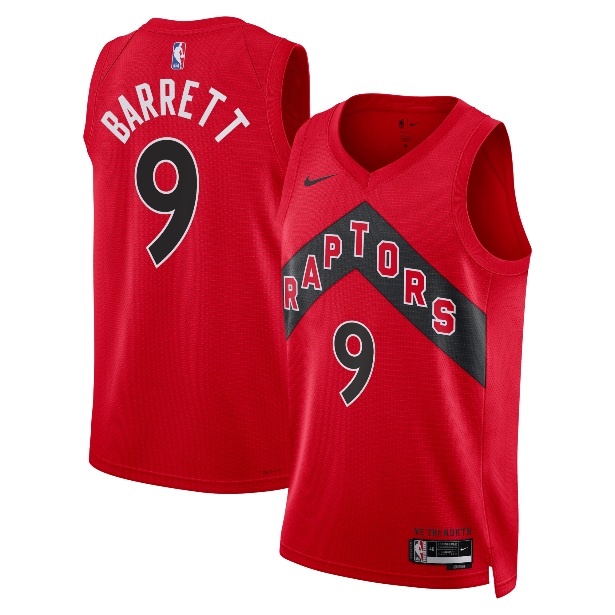 Toronto Raptors Nike Icon Edition Swingman Jersey - Red - RJ Barrett