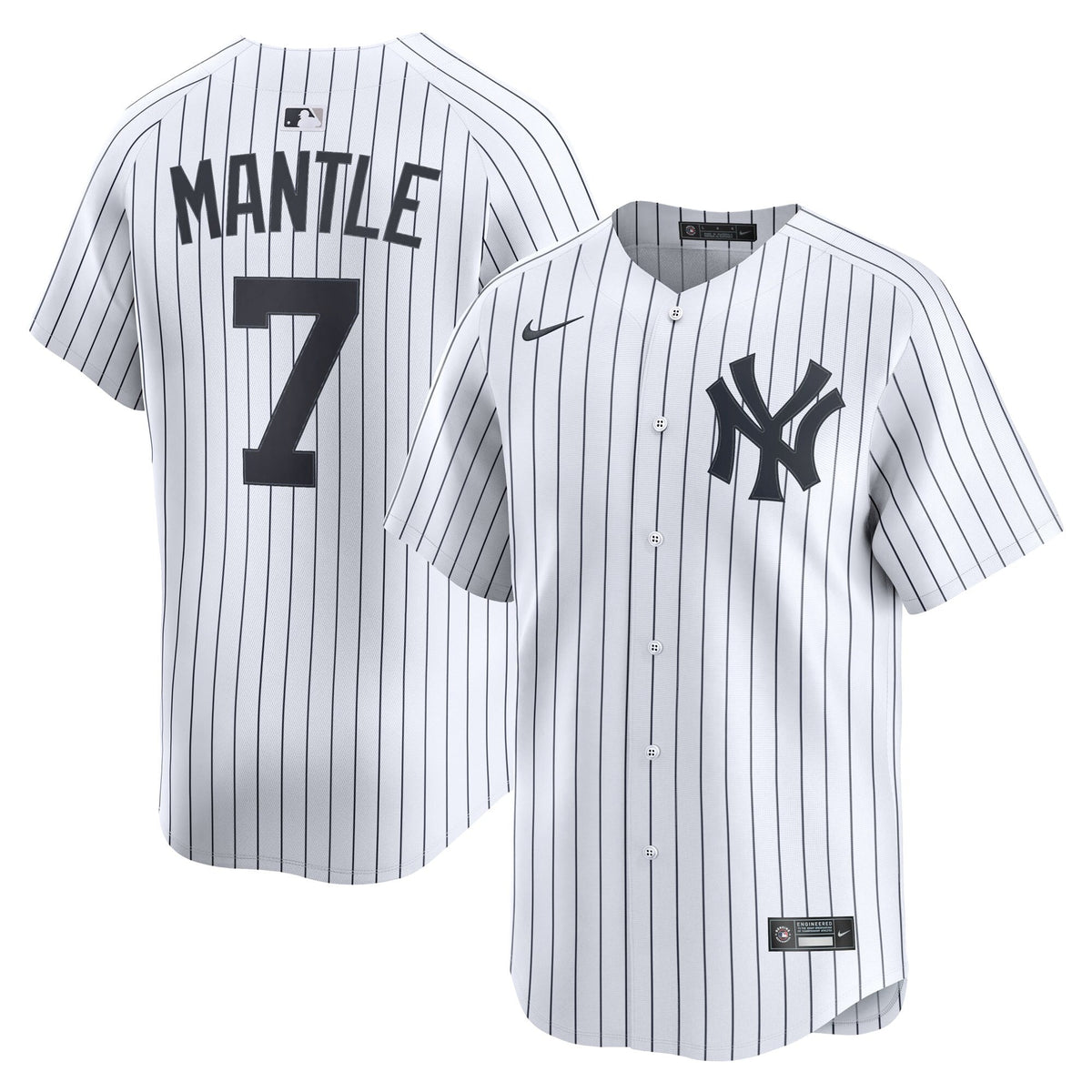 New York Yankees Mickey Mantle Nike White Home Limited Player Jersey