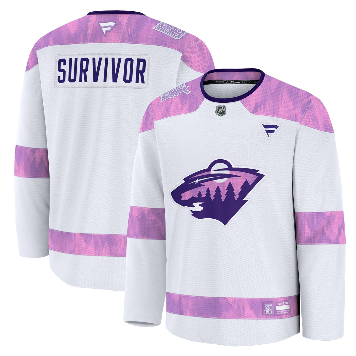 Minnesota Wild Fanatics White Hockey Fights Cancer Survivor Practice Jersey