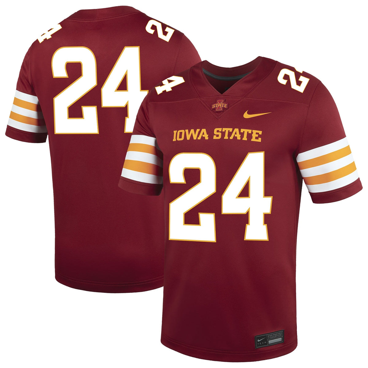 Nike #24 Cardinal Iowa State Cyclones Game Football Jersey