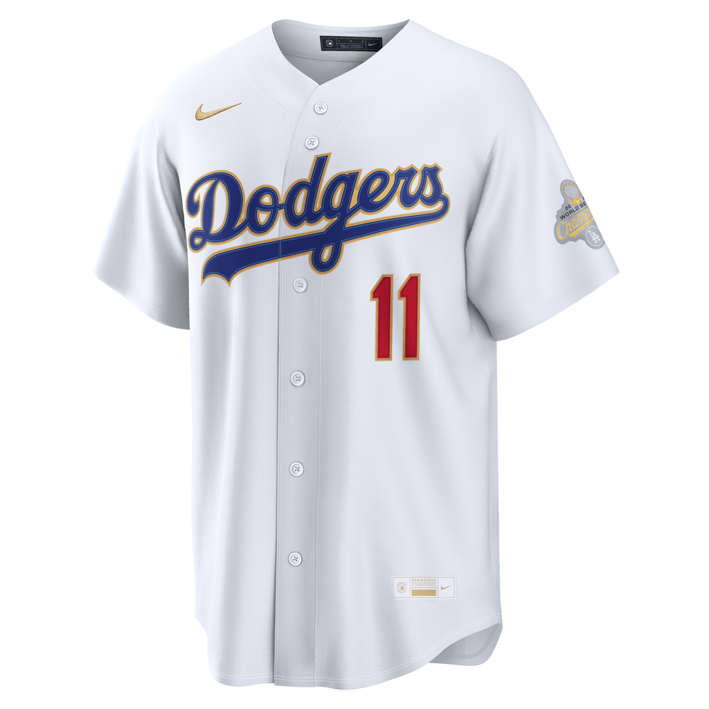 Los Angeles Dodgers Roki Sasaki Nike White 2026 Gold Collection Stadium Jersey
