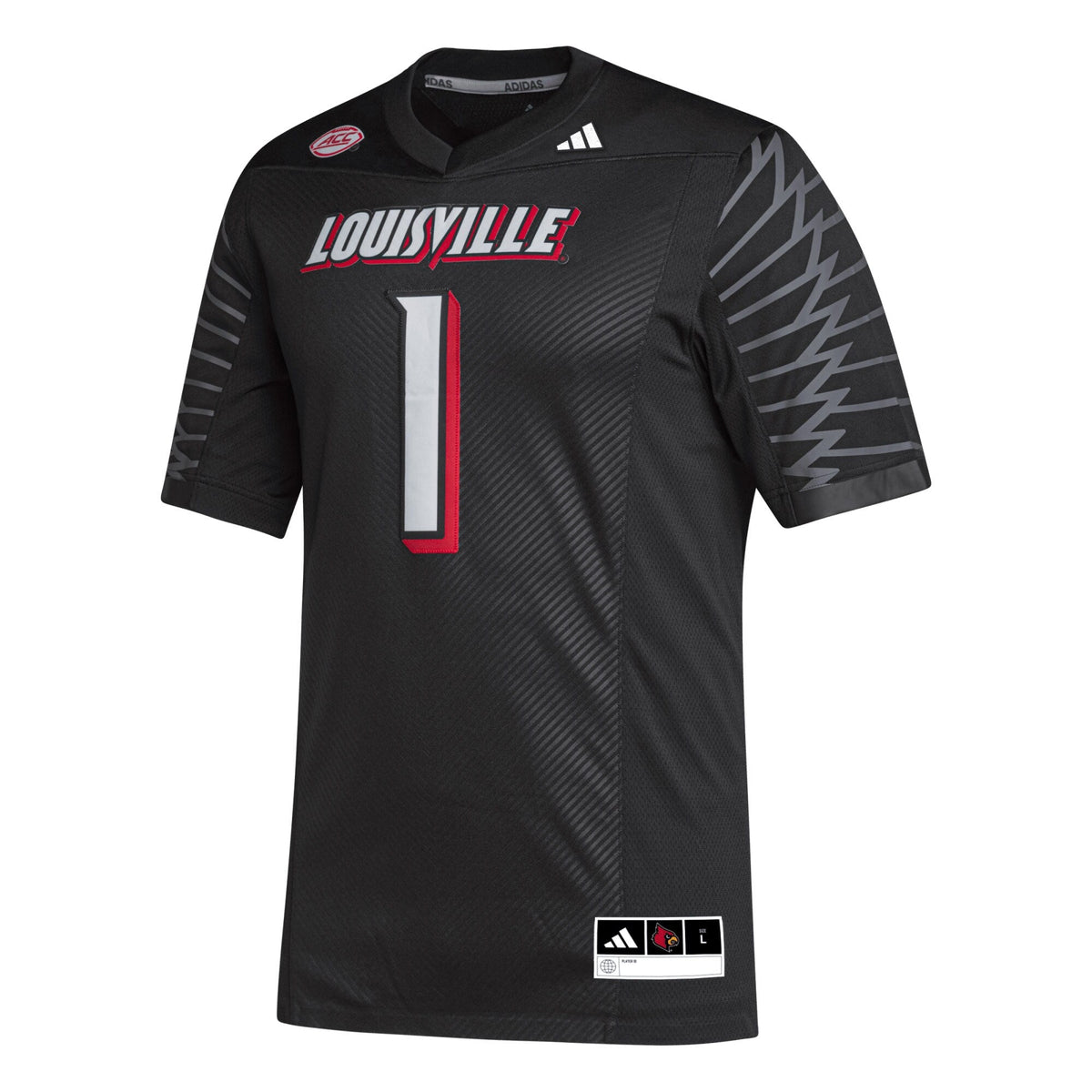 adidas #1 Black Louisville Cardinals Premier Football Jersey